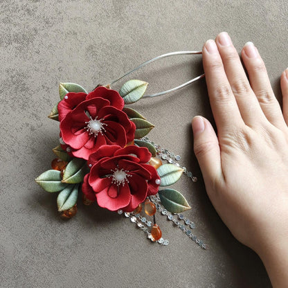 Camellia Bespoke Hairpin - Silk Hairpin(Chanhua)