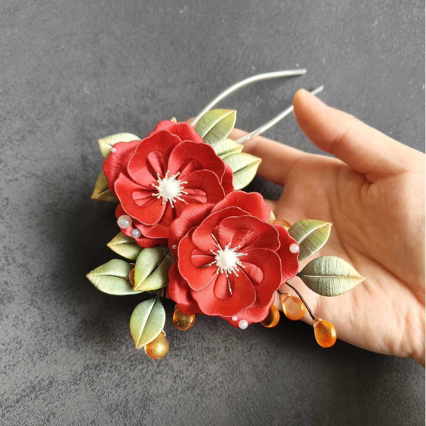 Camellia Bespoke Hairpin - Silk Hairpin(Chanhua)