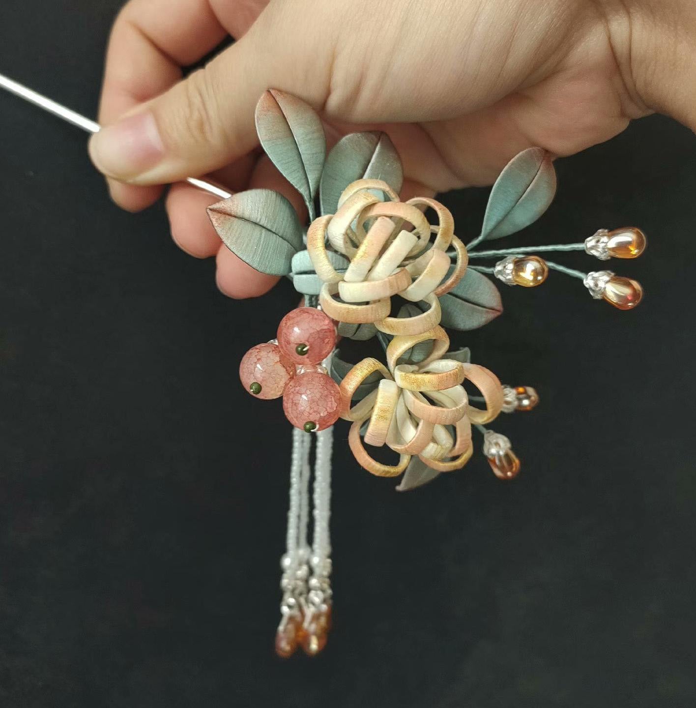 Flower Ball Bespoke Hairpin - Silk Hairpin(Chanhua)