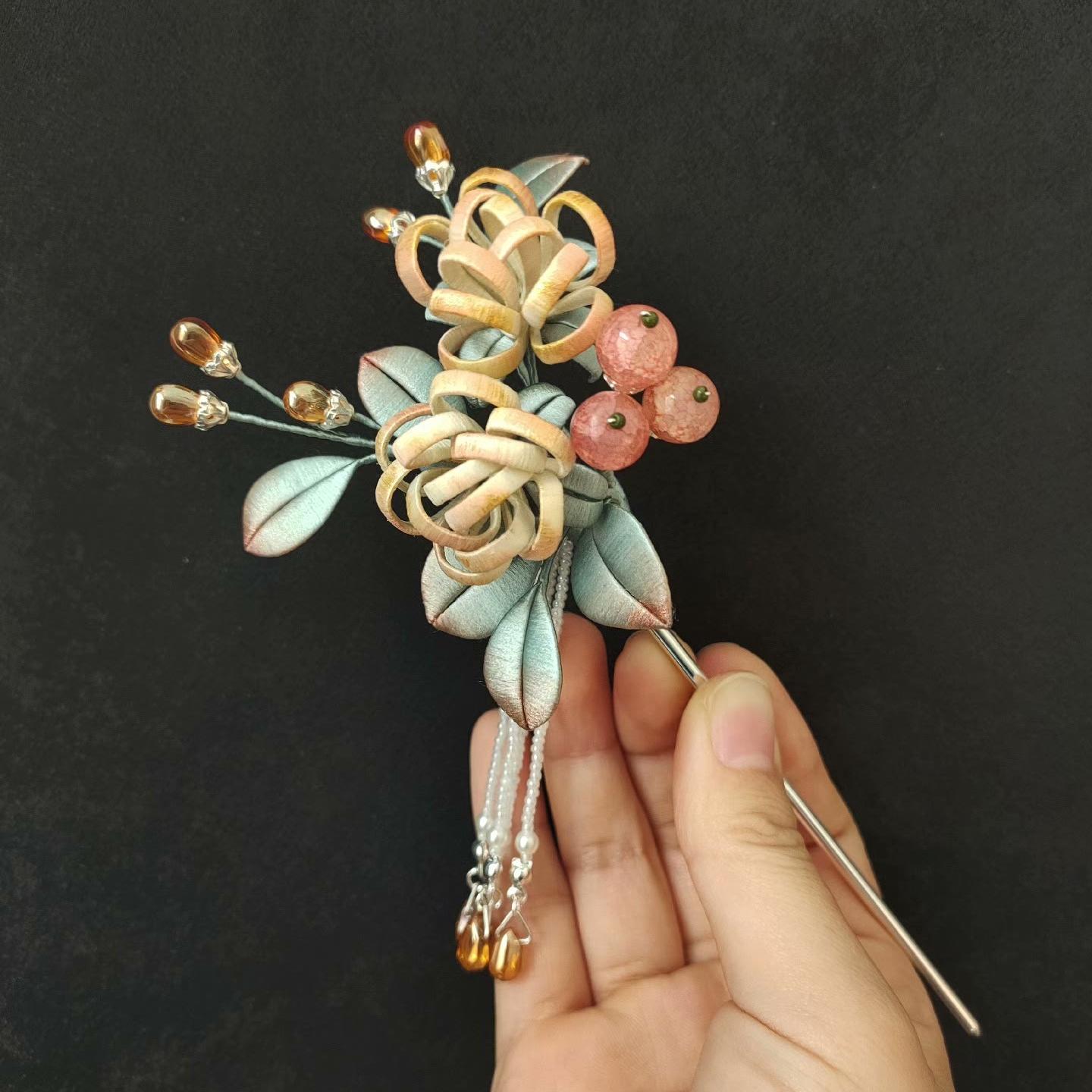 Flower Ball Bespoke Hairpin - Silk Hairpin(Chanhua)