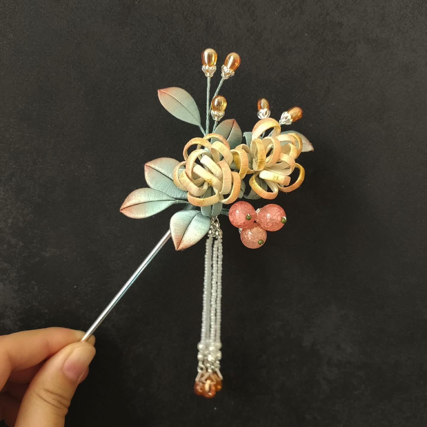 Flower Ball Bespoke Hairpin - Silk Hairpin(Chanhua)