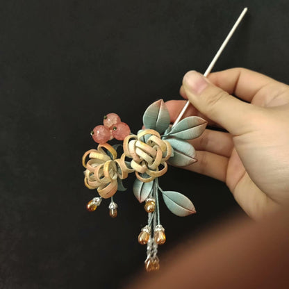 Flower Ball Bespoke Hairpin - Silk Hairpin(Chanhua)