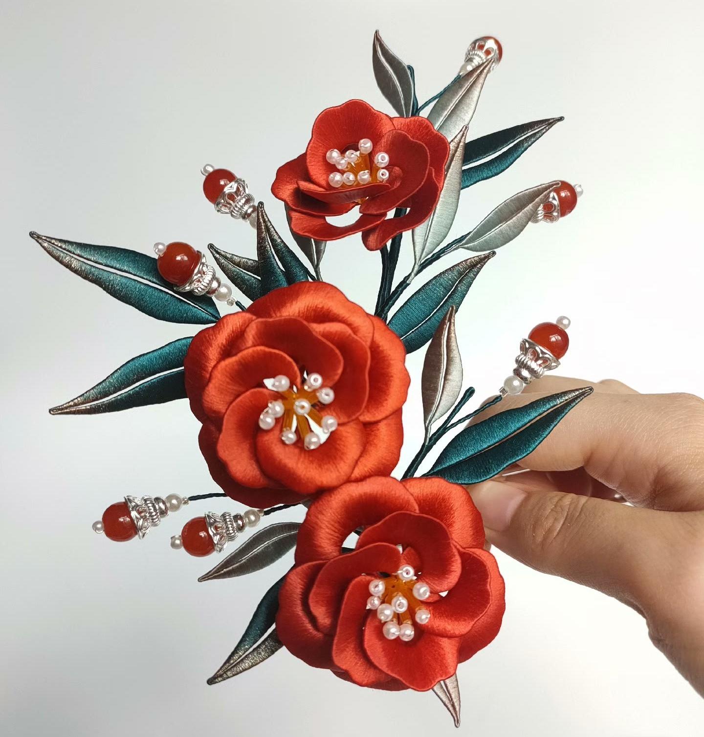 Camellia Bespoke Hairpin - Silk Hairpin(Chanhua)