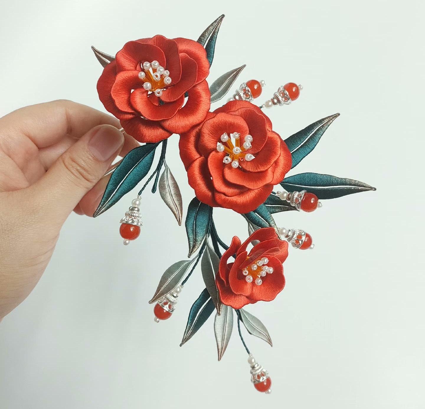 Camellia Bespoke Hairpin - Silk Hairpin(Chanhua)