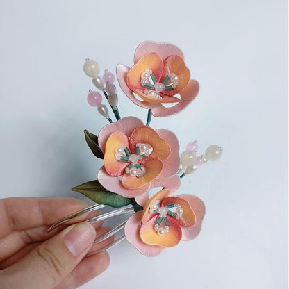 Pink Flower Bespoke Hairpin - Silk Hairpin(Chanhua)