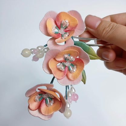 Pink Flower Bespoke Hairpin - Silk Hairpin(Chanhua)