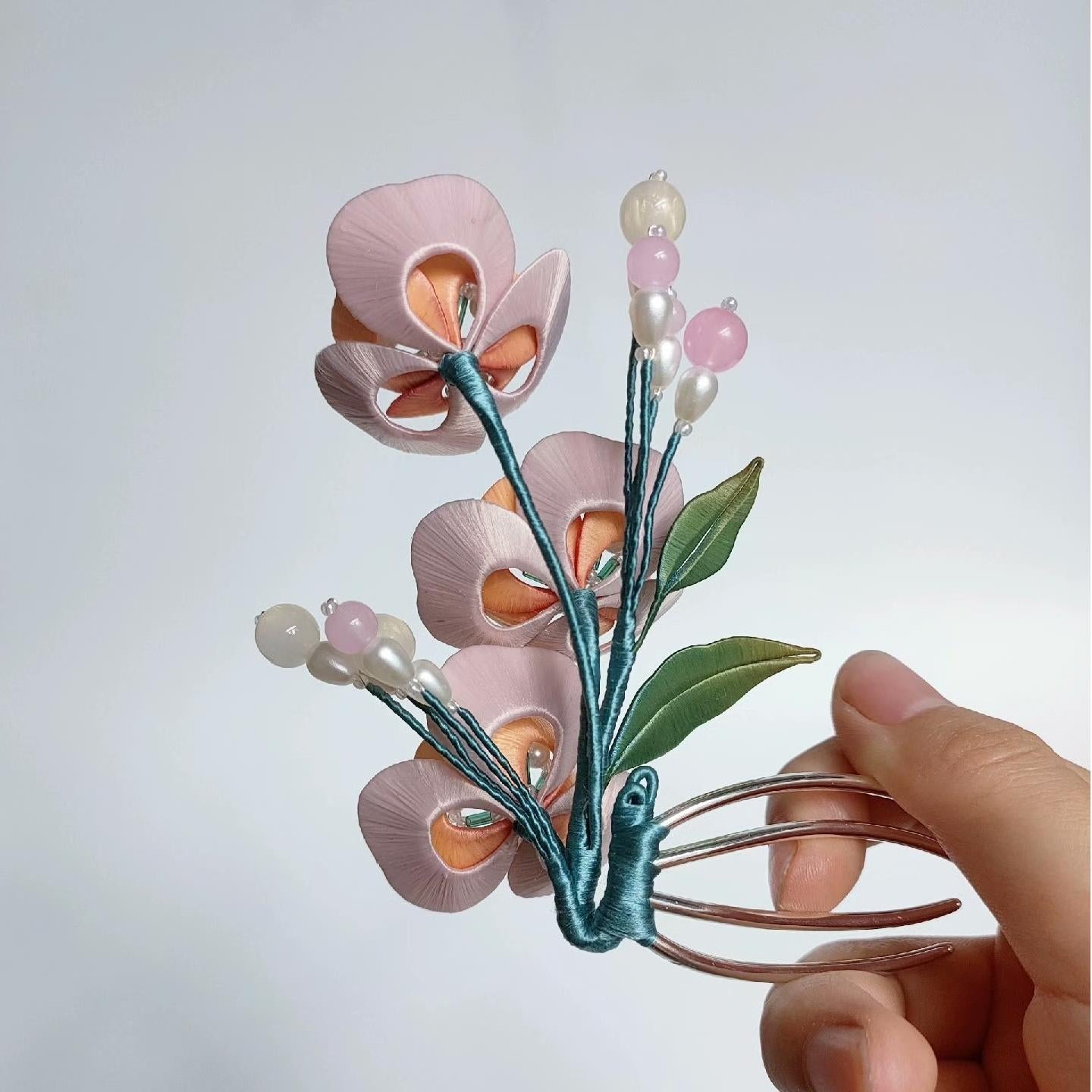 Pink Flower Bespoke Hairpin - Silk Hairpin(Chanhua)