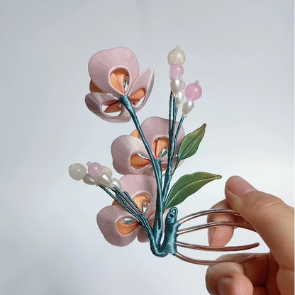 Pink Flower Bespoke Hairpin - Silk Hairpin(Chanhua)