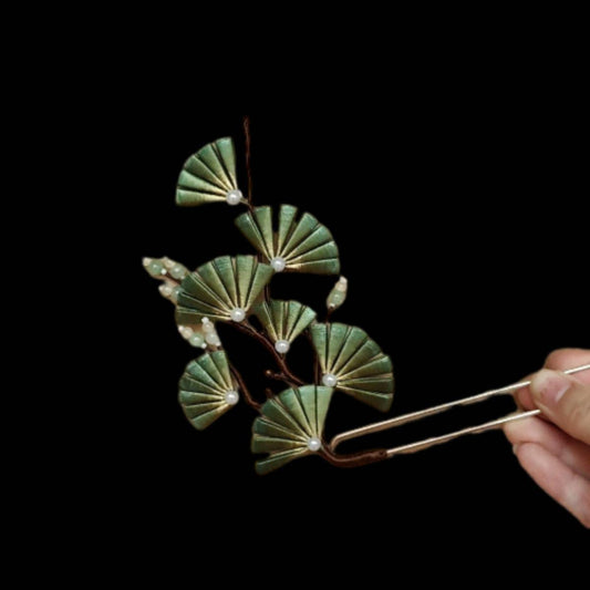 Pine Branch Bespoke Hairpin - Silk Hairpin(Chanhua)