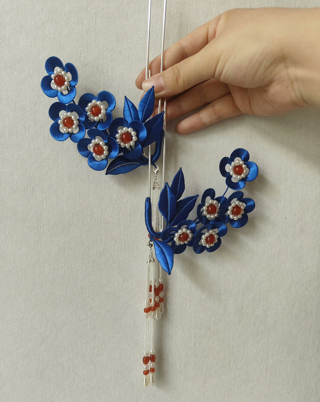 Blue Flower Bespoke Hairpin - Silk Hairpin(Chanhua)