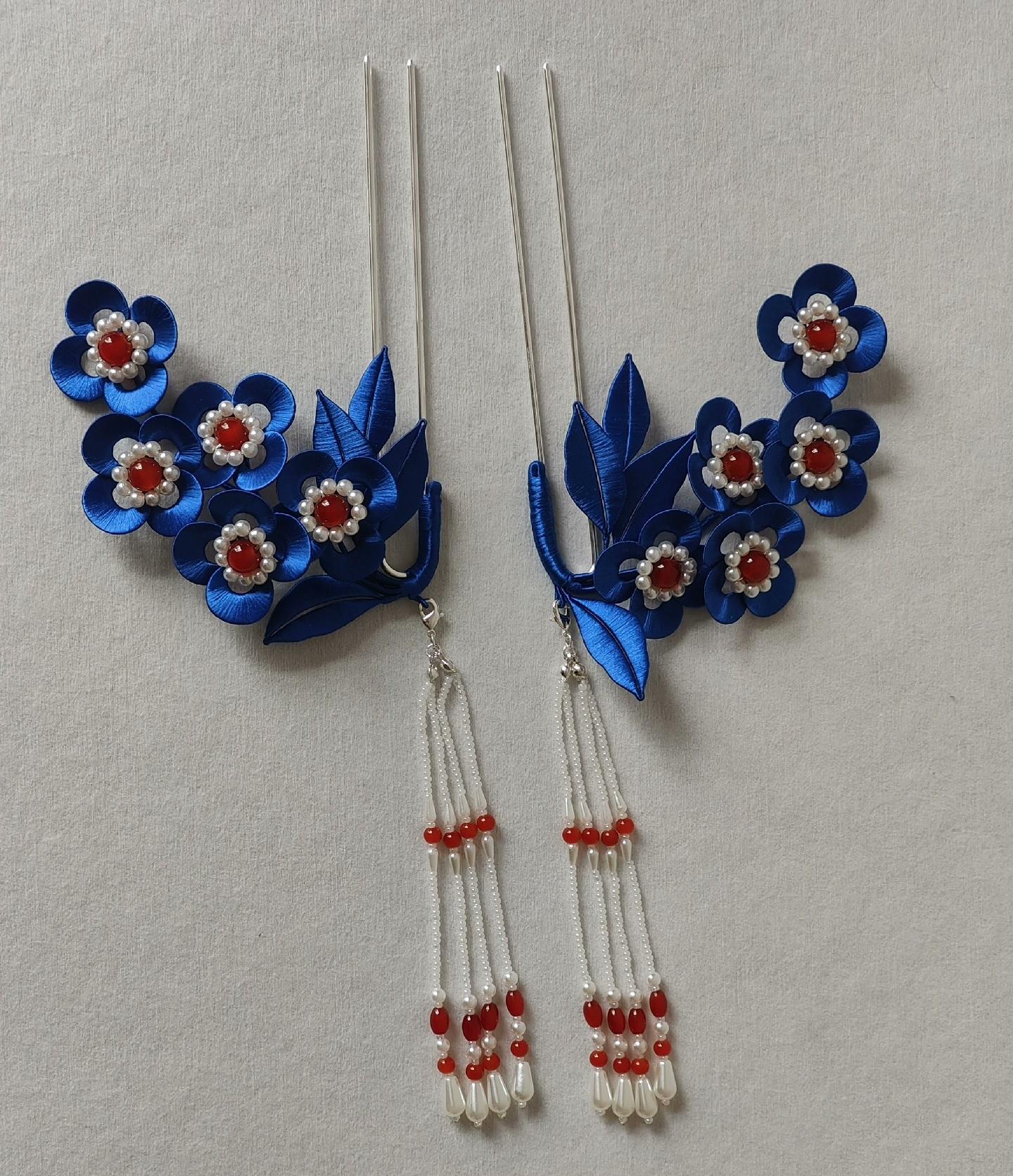 Blue Flower Bespoke Hairpin - Silk Hairpin(Chanhua)