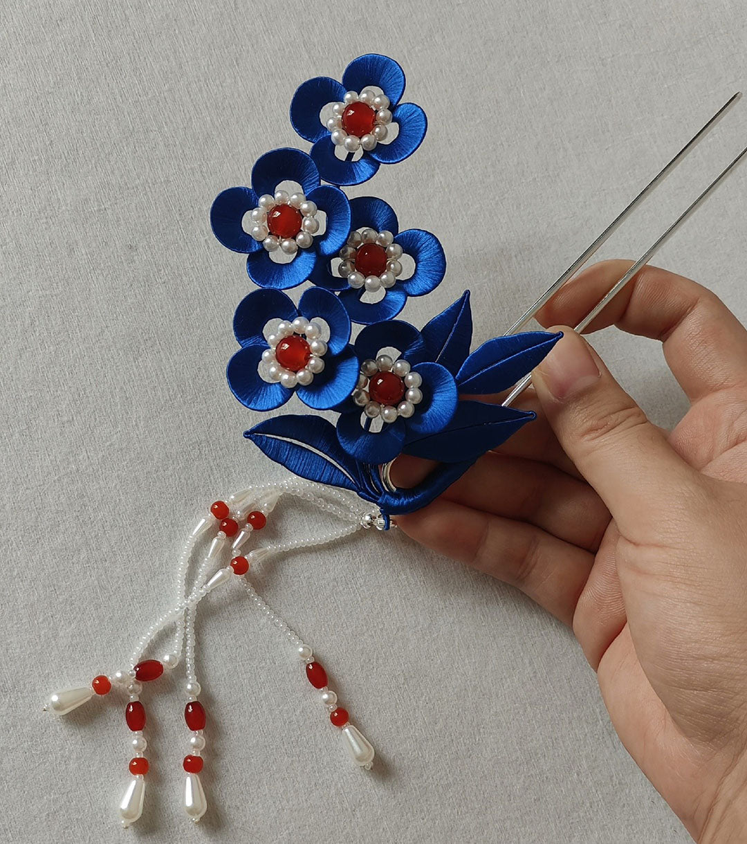 Blue Flower Bespoke Hairpin - Silk Hairpin(Chanhua)