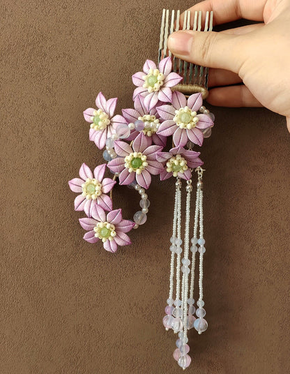 Pink Daisy Bespoke Hairpin - Silk Hairpin(Chanhua)