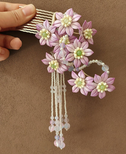 Pink Daisy Bespoke Hairpin - Silk Hairpin(Chanhua)