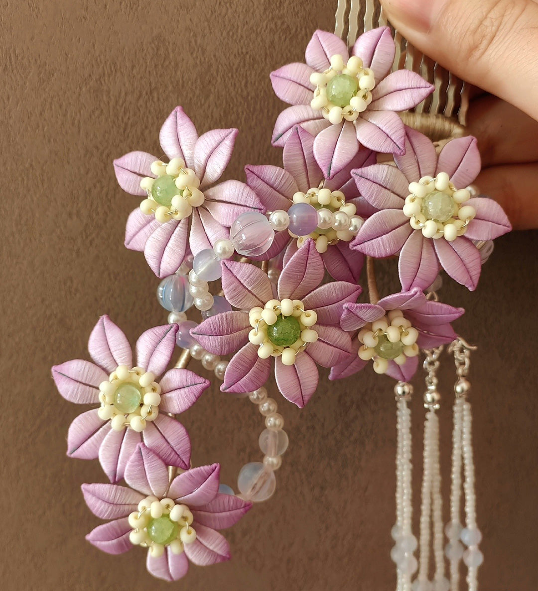 Pink Daisy Bespoke Hairpin - Silk Hairpin(Chanhua)