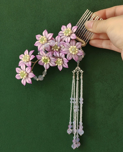 Pink Daisy Bespoke Hairpin - Silk Hairpin(Chanhua)