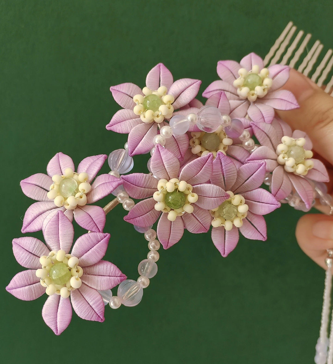 Pink Daisy Bespoke Hairpin - Silk Hairpin(Chanhua)