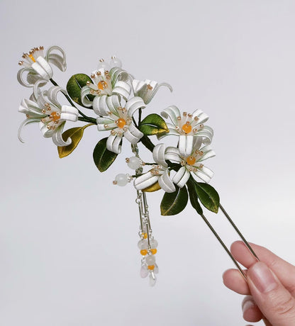 Orange Blossom Bespoke Hairpin - Silk Hairpin(Chanhua)