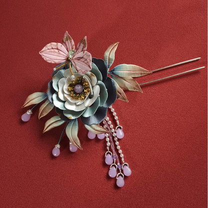 Butterfly And Flower Bespoke Hairpin - Silk Hairpin(Chanhua)