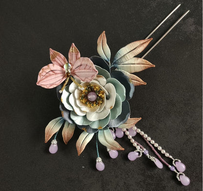 Butterfly And Flower Bespoke Hairpin - Silk Hairpin(Chanhua)