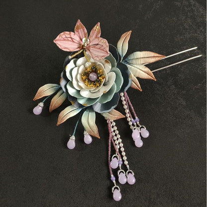 Butterfly And Flower Bespoke Hairpin - Silk Hairpin(Chanhua)