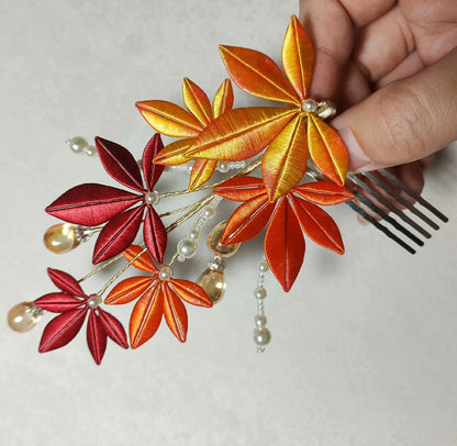 Maple Leaves Bespoke Hairpin - Silk Hairpin(Chanhua)