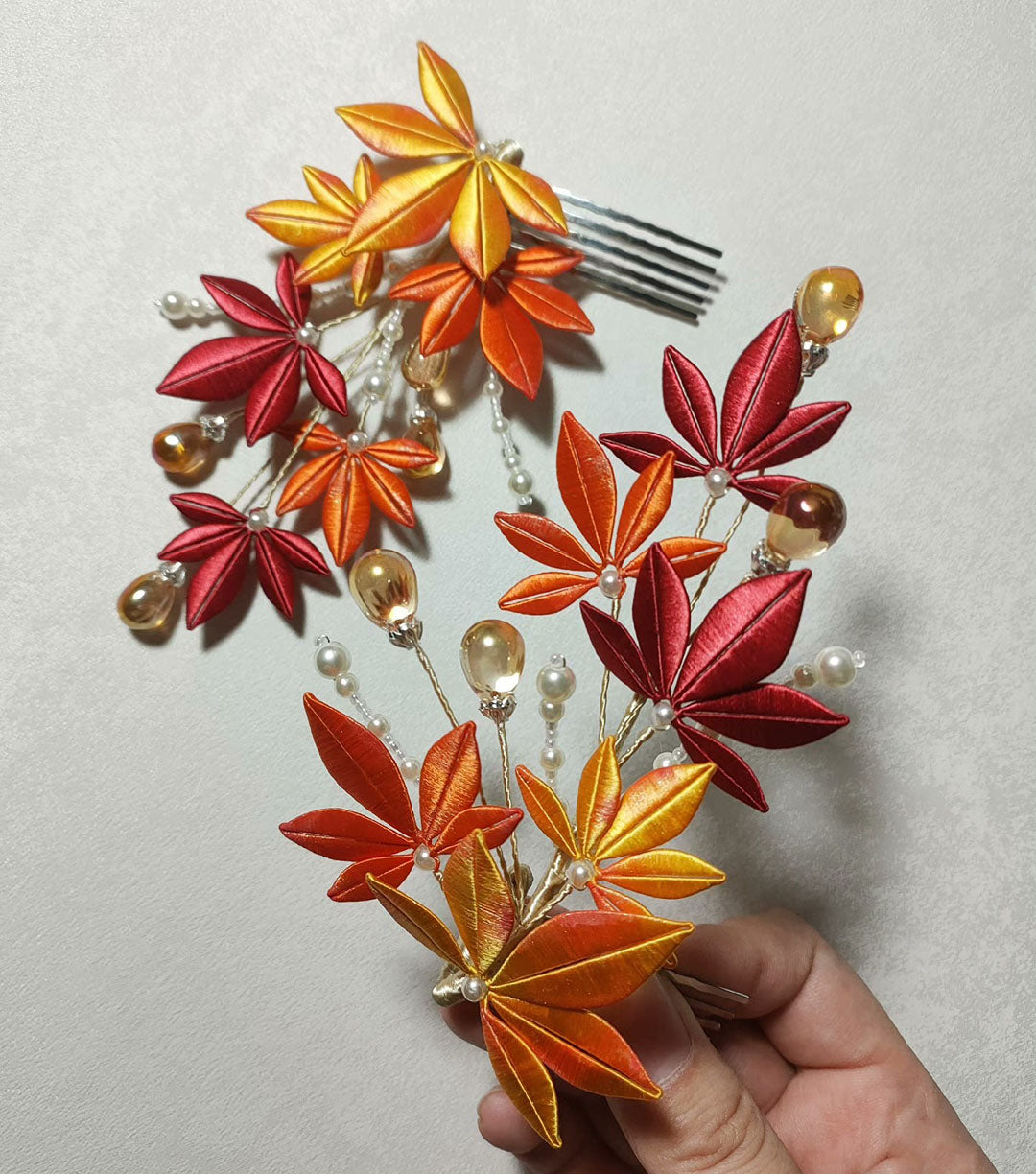 Maple Leaves Bespoke Hairpin - Silk Hairpin(Chanhua)