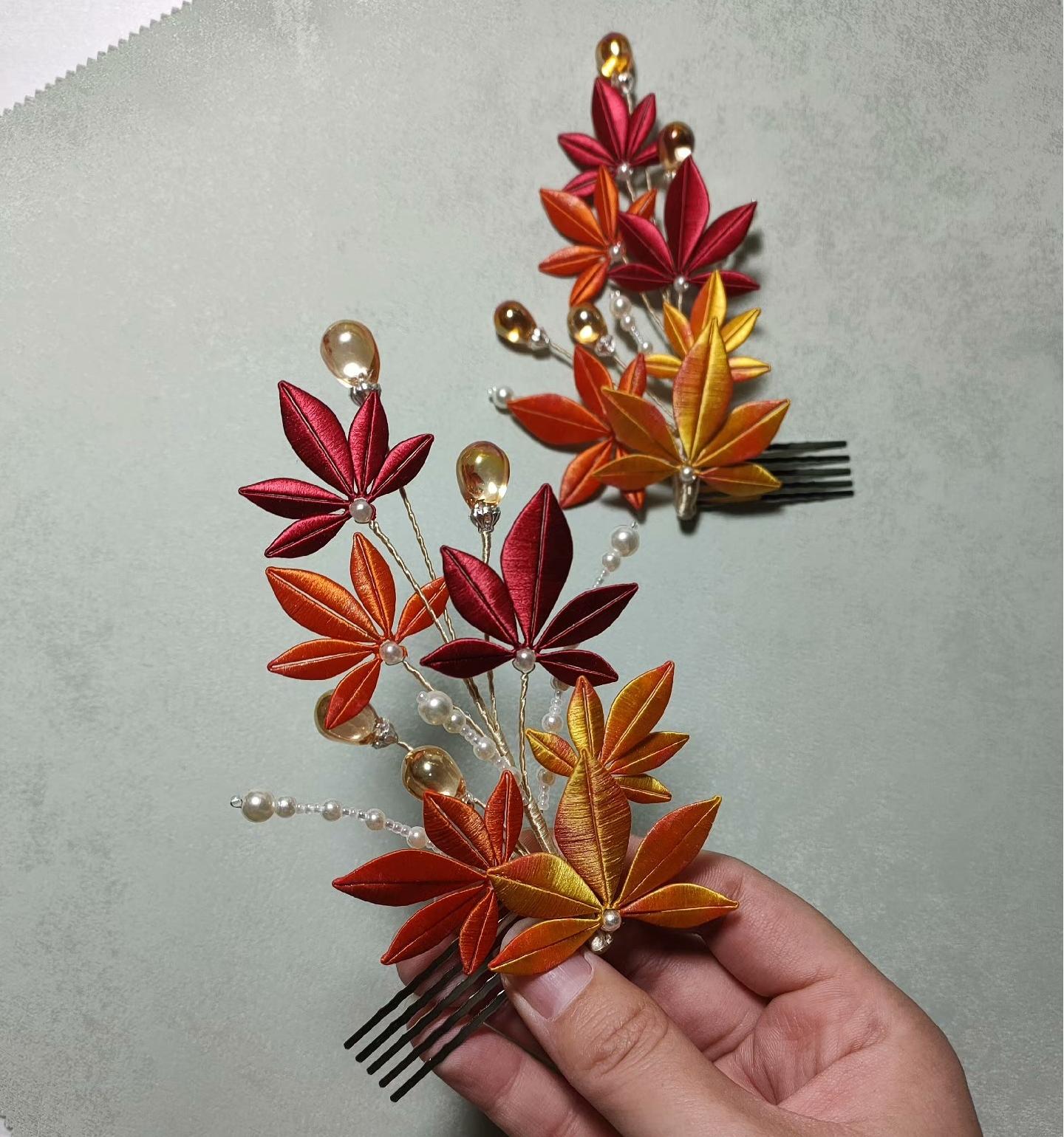 Maple Leaves Bespoke Hairpin - Silk Hairpin(Chanhua)