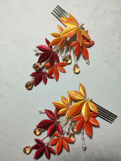 Maple Leaves Bespoke Hairpin - Silk Hairpin(Chanhua)