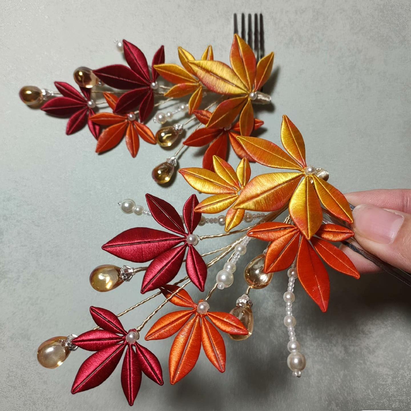 Maple Leaves Bespoke Hairpin - Silk Hairpin(Chanhua)