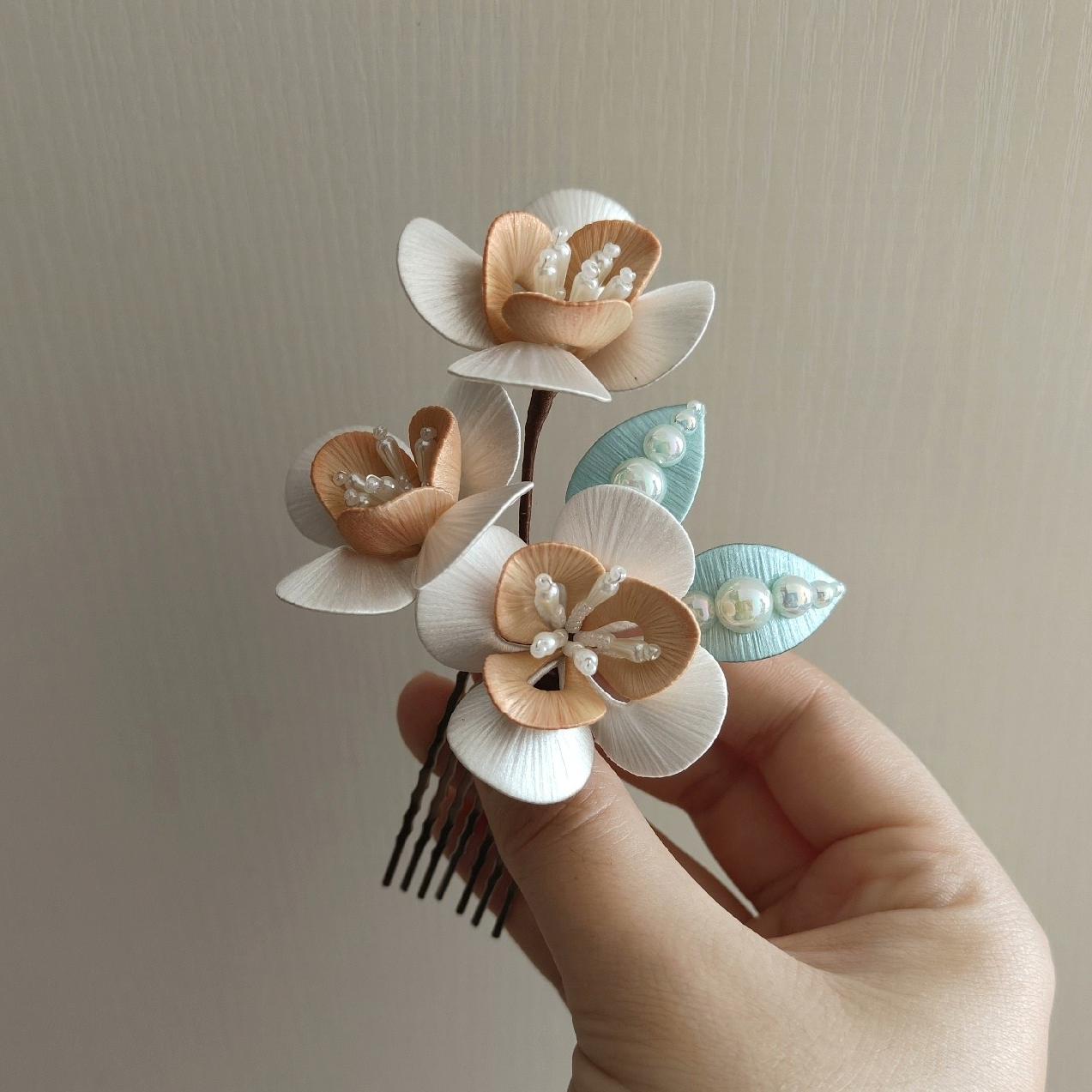 White Flower Bespoke Hairpin - Silk Hairpin(Chanhua)