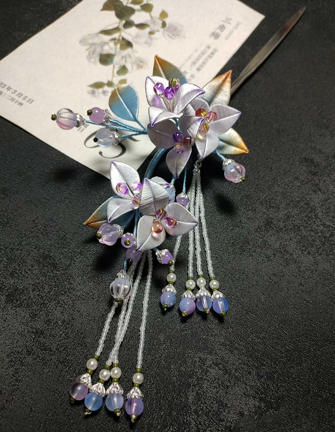 Triangle Plum Bespoke Hairpin - Silk Hairpin(Chanhua)