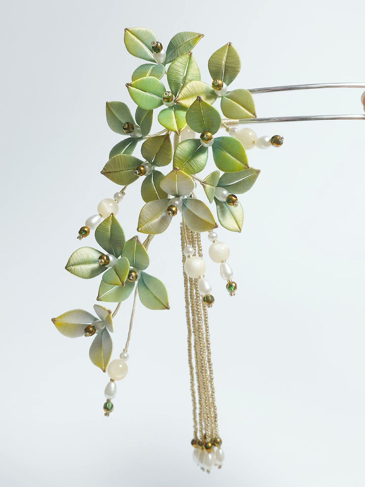 Green Flower Bespoke Hairpin - Silk Hairpin(Chanhua)