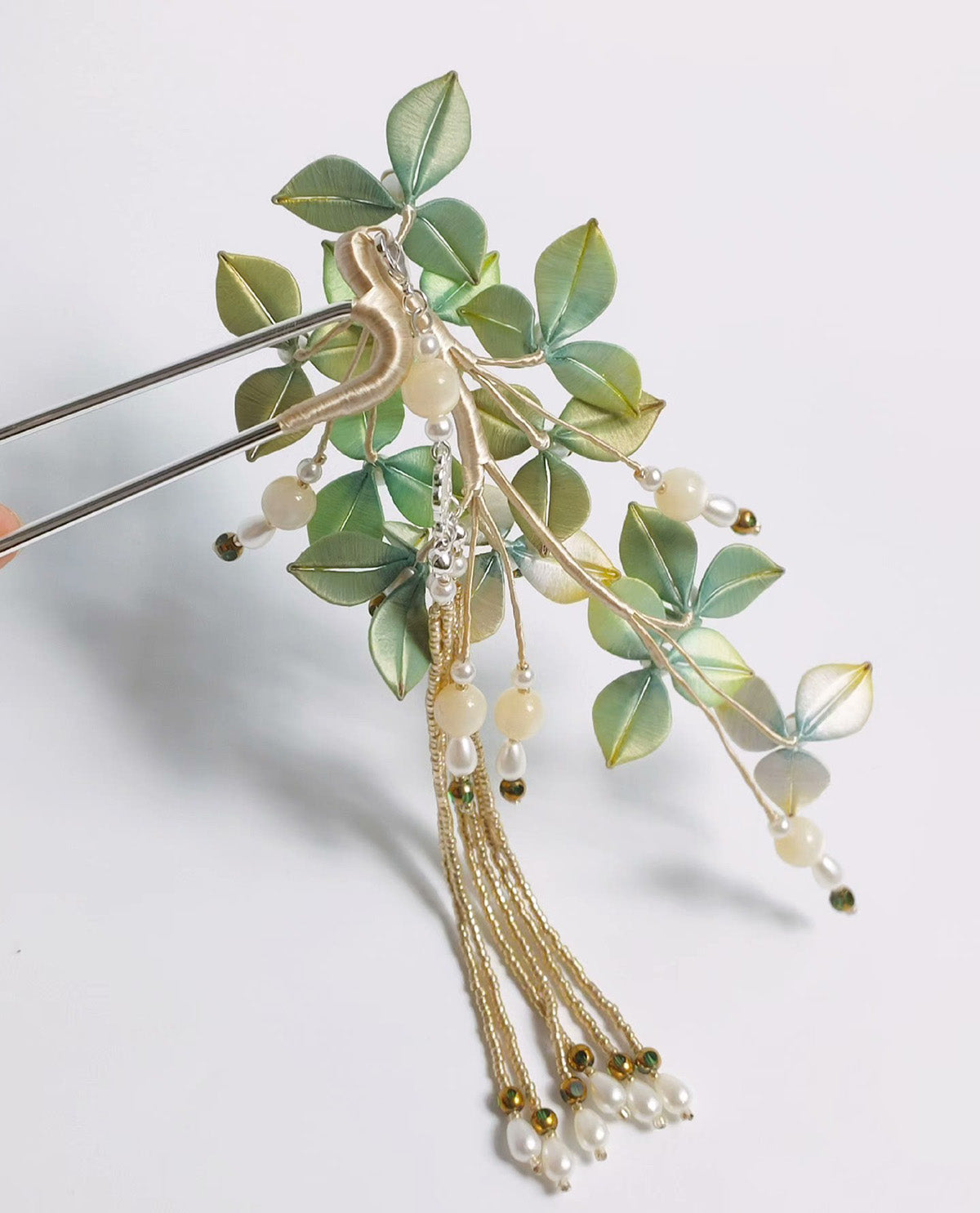 Green Flower Bespoke Hairpin - Silk Hairpin(Chanhua)