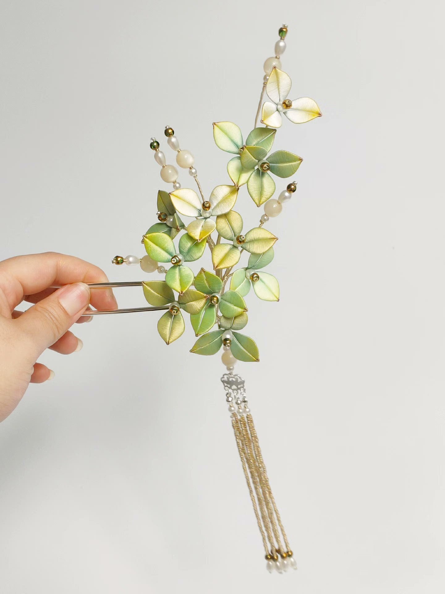 Green Flower Bespoke Hairpin - Silk Hairpin(Chanhua)