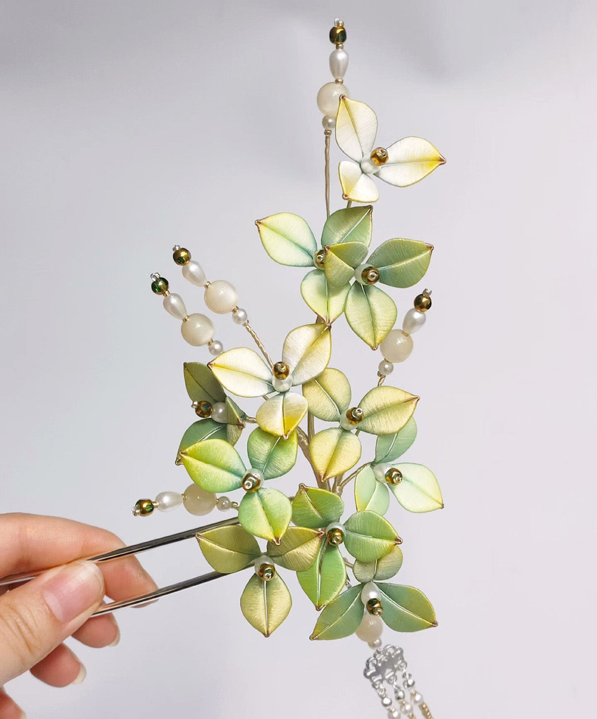 Green Flower Bespoke Hairpin - Silk Hairpin(Chanhua)