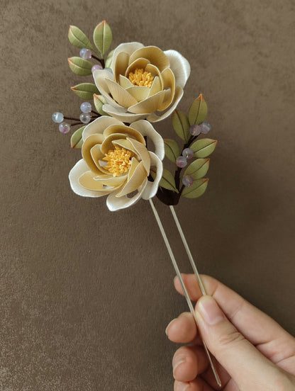 Yellow Rose Bespoke Hairpin - Silk Hairpin(Chanhua)