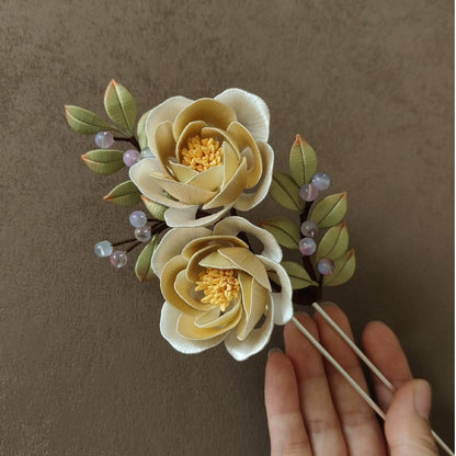 Yellow Rose Bespoke Hairpin - Silk Hairpin(Chanhua)