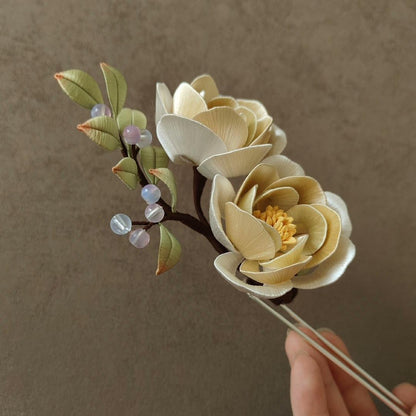 Yellow Rose Bespoke Hairpin - Silk Hairpin(Chanhua)