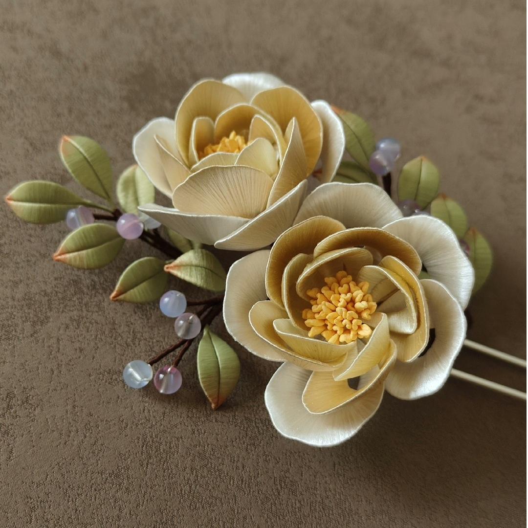 Yellow Rose Bespoke Hairpin - Silk Hairpin(Chanhua)