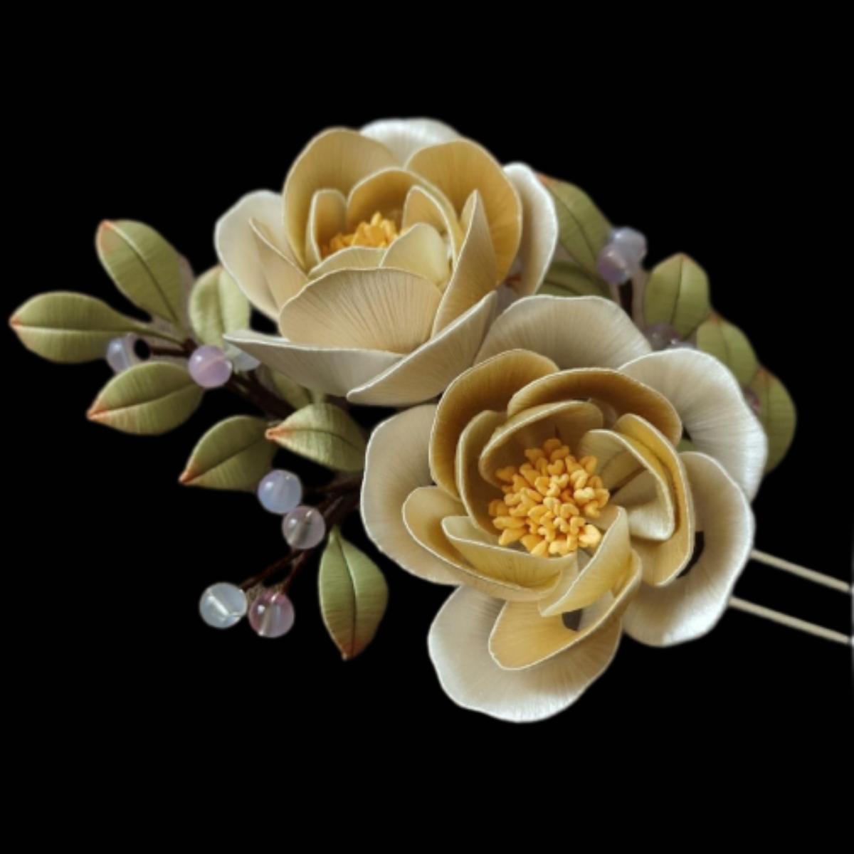 Yellow Rose Bespoke Hairpin - Silk Hairpin(Chanhua)