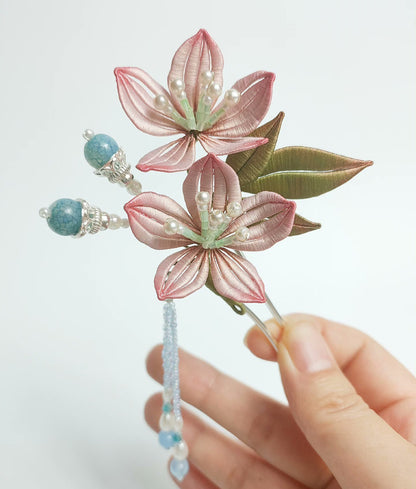 Pink Flower Handmade Hairpin - Silk Hairpin(Chanhua)