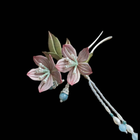 Pink Flower Handmade Hairpin - Silk Hairpin(Chanhua)