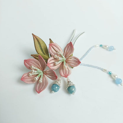 Pink Flower Handmade Hairpin - Silk Hairpin(Chanhua)