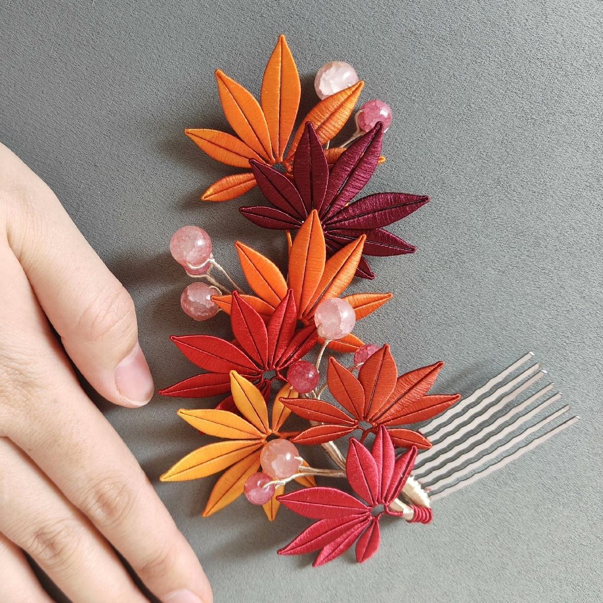 Maple Leaves Bespoke Hairpin - Silk Hairpin(Chanhua)