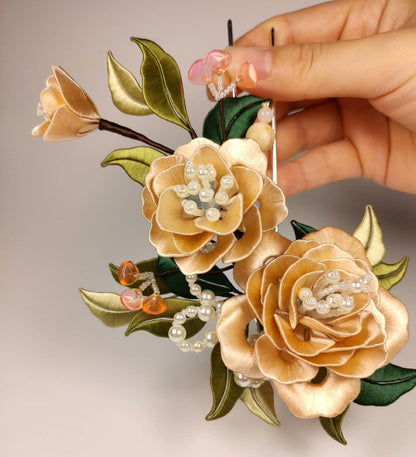 Flower Hairpin Bespoke Hairpin - Silk Hairpin(Chanhua)