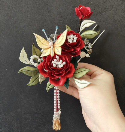 Flower Hairpin Bespoke Hairpin - Silk Hairpin(Chanhua)