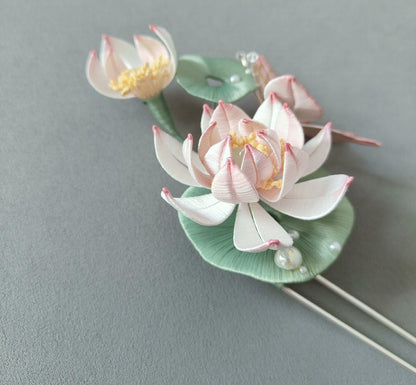 Butterfly And Lotus Bespoke Hairpin - Silk Hairpin(Chanhua)