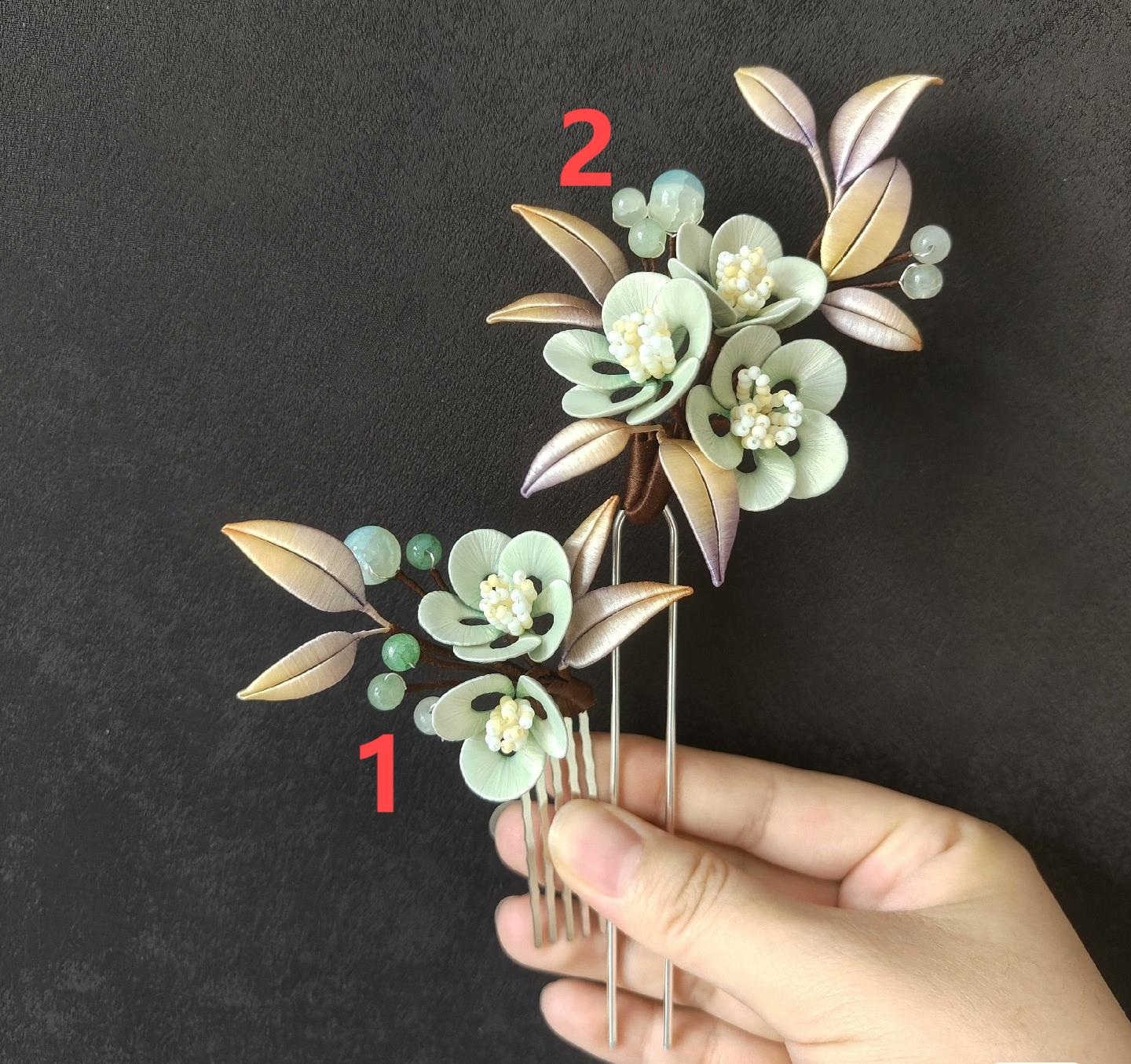 Green Flower Bespoke Hairpin - Silk Hairpin(Chanhua)