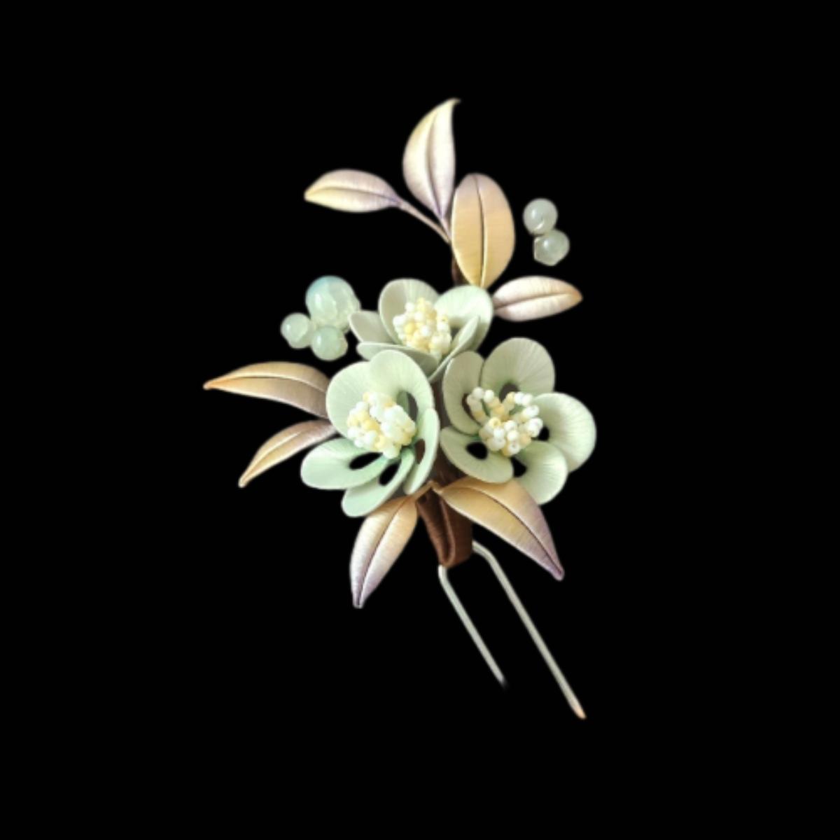 Green Flower Bespoke Hairpin - Silk Hairpin(Chanhua)